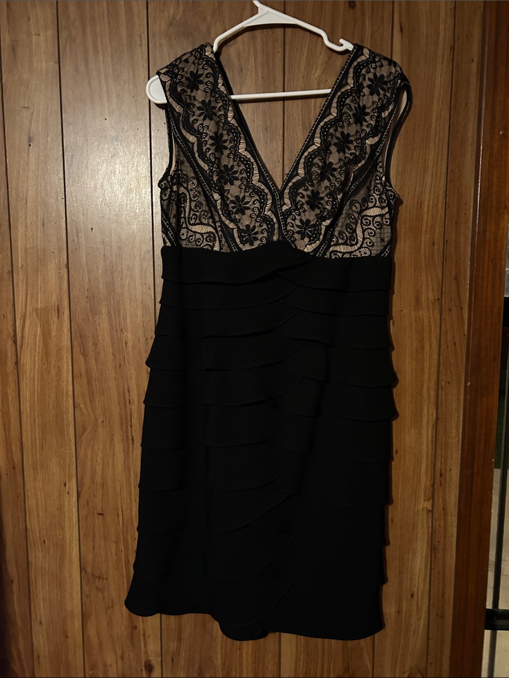 Jessica Howard Black Lace Dress with Nude Lining